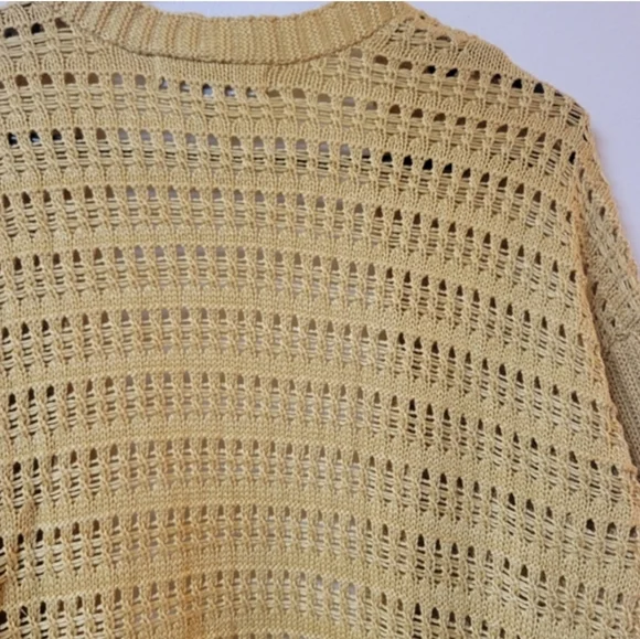 Marled Mustard Yellow Open-Front Knit Cardigan - Picture 10 of 12